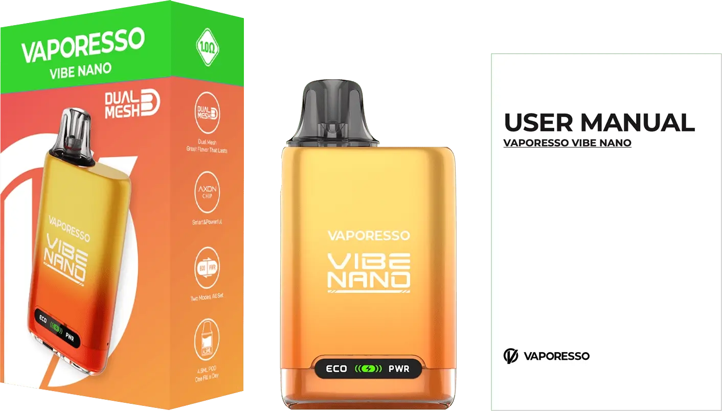 vaporesso, vibe nano, US version package